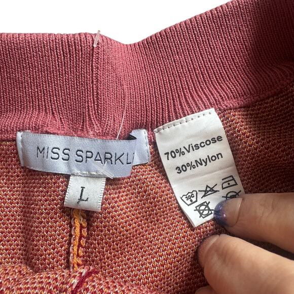 Miss Sparkling Retro Floral Knit Shorts Pink Orange Yellow Large Y2K Vibe - Picture 4 of 4